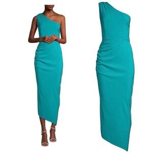 Hutch Size XS Monty Asymmetric Column Dress Midi Cocktail Scuba Blue Teal NWT